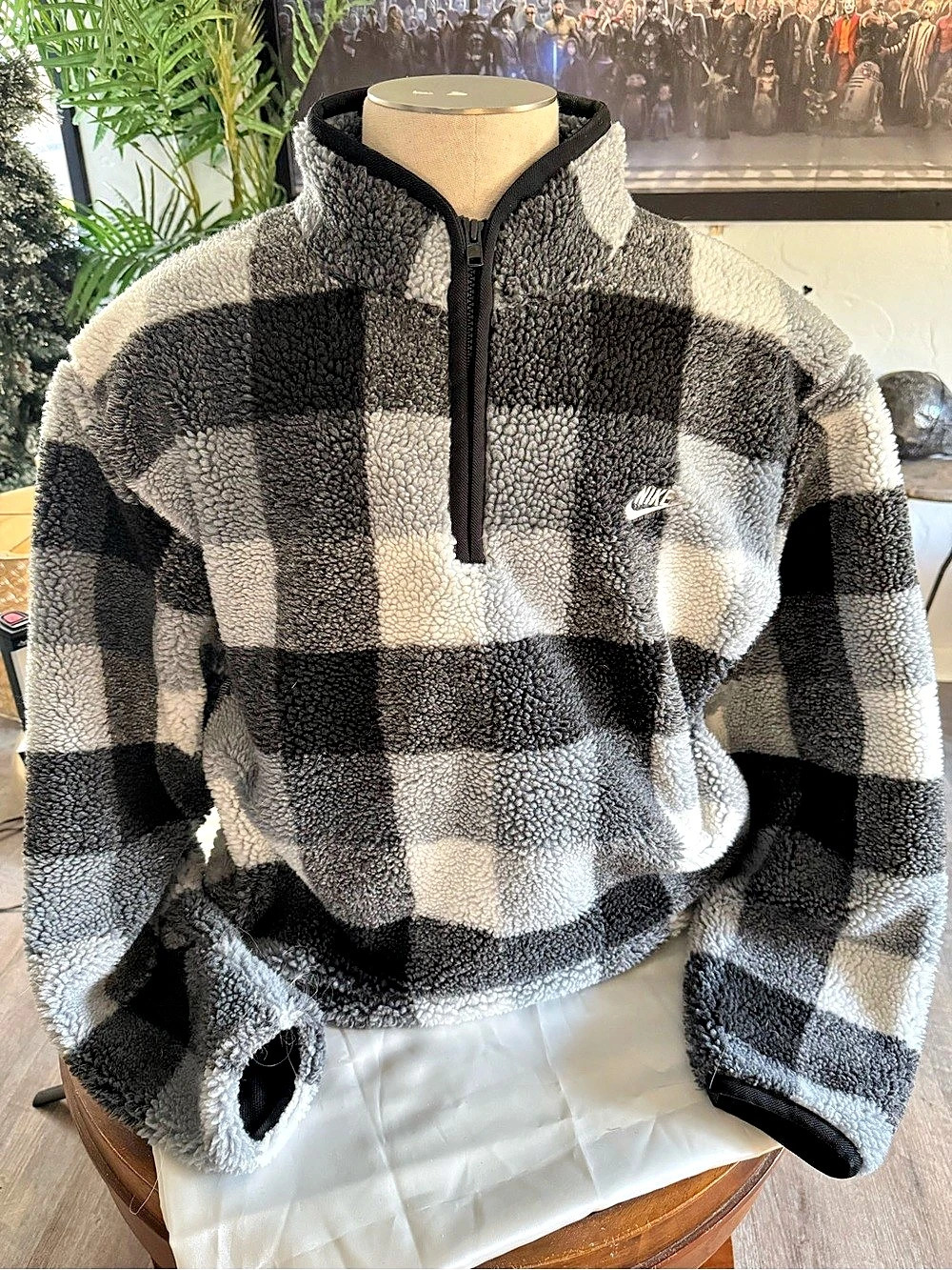 Nike Club Winterized Half-Zip Fleece Pullover Black & Gray Size Large